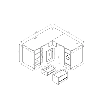 Ghally Locking Drawer L-Shape Desk With USB Ports Dark Gray - MiBasics - Image 10