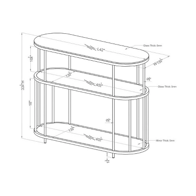 Invergarry Mirrored And Tempered Glass Sofa Table Gold - MiBasics - Image 4