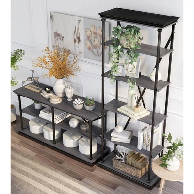 2pc Tullymore Open Shelf Console Table And Bookcase Set - MiBasics - Image 4