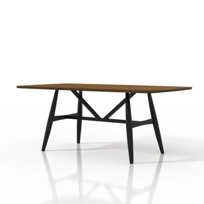71" Bernst Mid-Century Modern Rectangle Dining Table Antique Oak/Black - MiBasics - Image 7