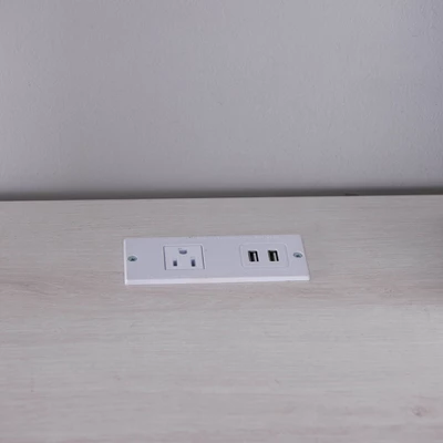 Ghally Locking Drawer L-Shape Desk With USB Ports White Oak - MiBasics - Image 8