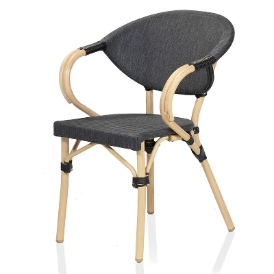 Ansa 2pk Outdoor Wicker Arm Chairs - Dark Gray - MiBasics - Image 3