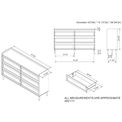 63" Warren 6 Drawer Dresser - MiBasics - Image 9