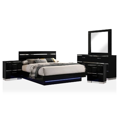 5pc Cavatao Bedroom Set With Led Light Black/Chrome - MiBasics - Image 4