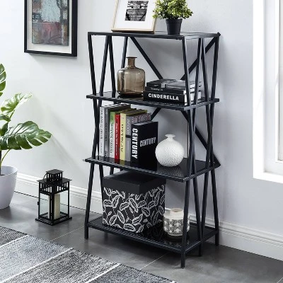 44.25" Werrin 4 Shelf Metal Display Bookshelf Black - MiBasics