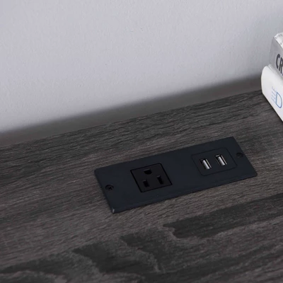 Ghally Locking Drawer L-Shape Desk With USB Ports Dark Gray - MiBasics - Image 9