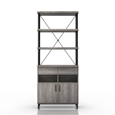 73.6" Skamania Rustic Bookcase Vintage Gray Oak - MiBasics - Image 3