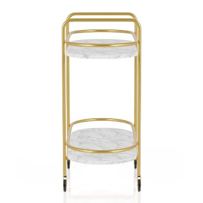 Madronas Serving Carts With Faux Marble Gold Coating/White - MiBasics - Image 3