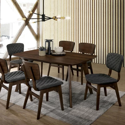 Set Of 2 Welch Tufted Wood Dining Side Chair Gray/Walnut - MiBasics - Image 2