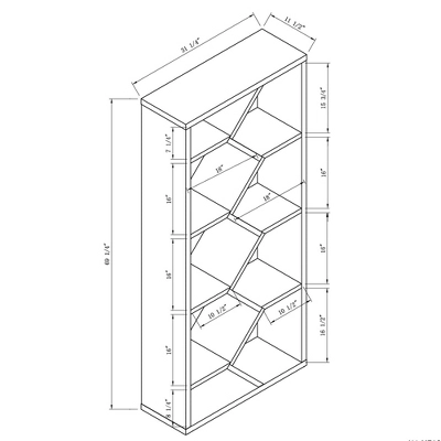 69" Achna 9 Shelf Bookshelf Black/Dark Walnut - MiBasics - Image 4