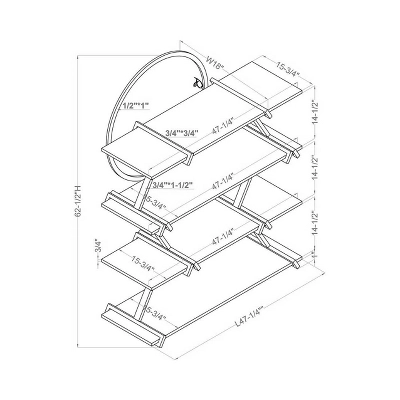 62.5" Myroe 4 Layer Bookcase Matte Black - MiBasics - Image 3