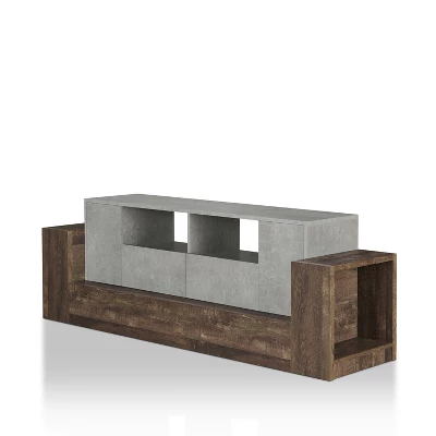 Lums TV Stand For TVs Up To 80" Cement/Reclaimed Oak - MiBasics - Image 5