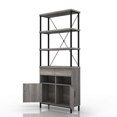73.6" Skamania Rustic Bookcase Vintage Gray Oak - MiBasics - Image 5