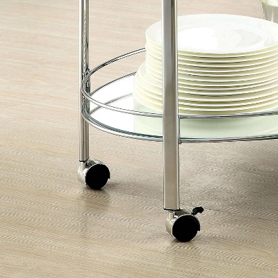 Derria Oval Mirrored Metal Frame Serving Cart - Furniture Of America - Image 2