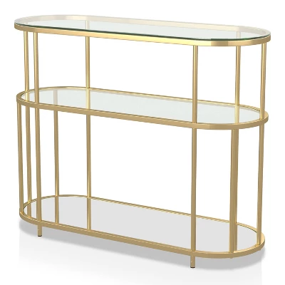Invergarry Mirrored And Tempered Glass Sofa Table Gold - MiBasics