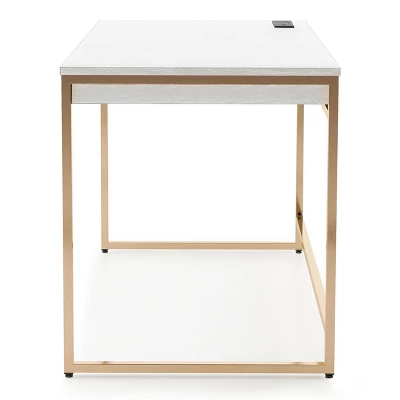 Paylen 2 Drawer Desk With USB Port White/Copper - MiBasics - Image 3