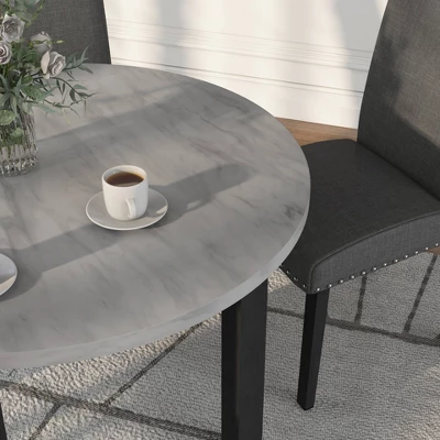 5pc Kellum Contemporary Round Dining Set White/Brushed Brown Gray/Light Gray - MiBasics - Image 2