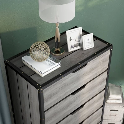 Mara Lavista Mobile 5 Drawers Chest Vintage Gray Oak - MiBasics - Image 8