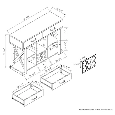 Ialani 2 Drawer Buffet Wine Cabinet White Oak - MiBasics - Image 7