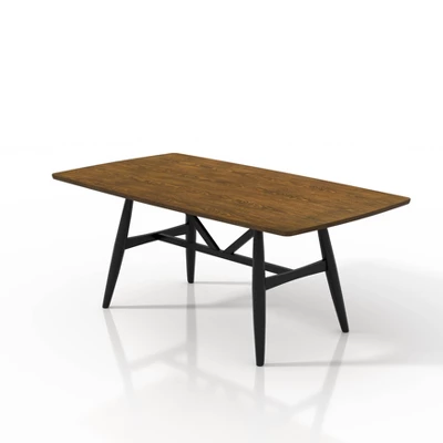 71" Bernst Mid-Century Modern Rectangle Dining Table Antique Oak/Black - MiBasics - Image 6