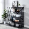 57.5" Werrin 5 Shelves Large Metal Display Bookshelf Black - MiBasics