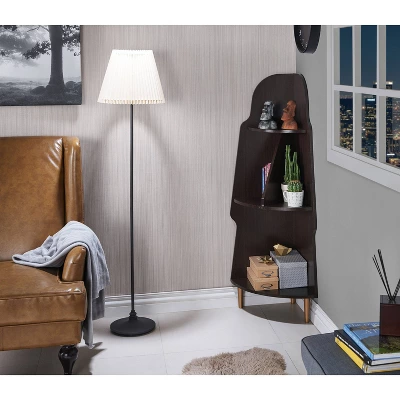 53.74" Morefel 3 Shelf Corner Bookshelf Espresso Brown - MiBasics - Image 4