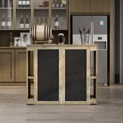 47.2" Geisert Farmhouse 9 Shelf Bar Table Weathered Oak - MiBasics - Image 2