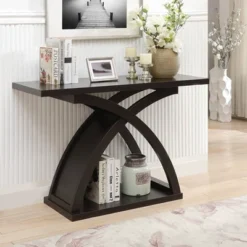 Henry X Cross Base Sofa Table Espresso - MiBasics