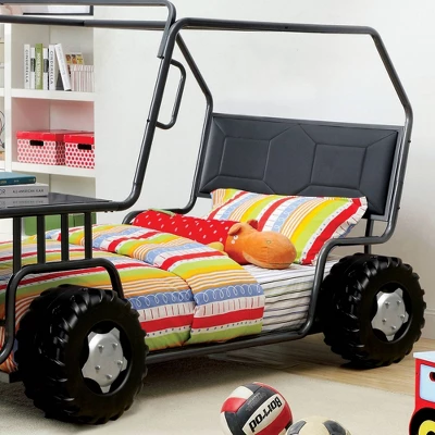 Twin Ashweb Upholstered Novelty Youth Bed - Gun Metal - MiBasics - Image 2