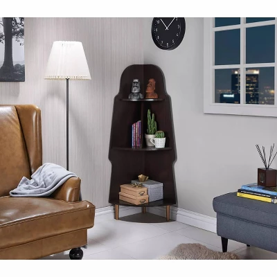 53.74" Morefel 3 Shelf Corner Bookshelf Espresso Brown - MiBasics
