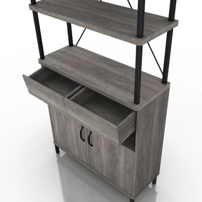 73.6" Skamania Rustic Bookcase Vintage Gray Oak - MiBasics - Image 7