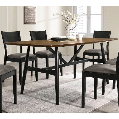 71" Bernst Mid-Century Modern Rectangle Dining Table Antique Oak/Black - MiBasics