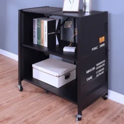 35" Conlig Steel Folding Bookcase With Wheels - MiBasics