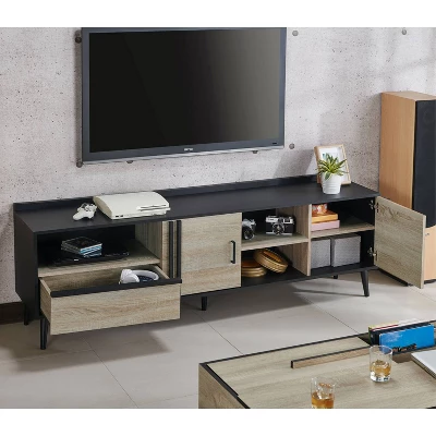 Dominique TV Stand For TVs Up To 78" Black/White Oak - MiBasics - Image 5