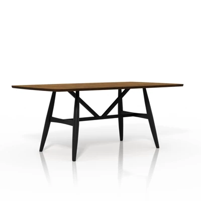 71" Bernst Mid-Century Modern Rectangle Dining Table Antique Oak/Black - MiBasics - Image 4