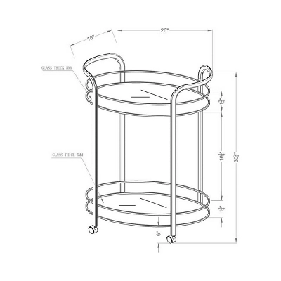 Derria Oval Mirrored Metal Frame Serving Cart - Furniture Of America - Image 4
