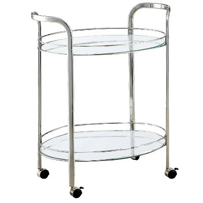 Derria Oval Mirrored Metal Frame Serving Cart - Furniture Of America - Image 5