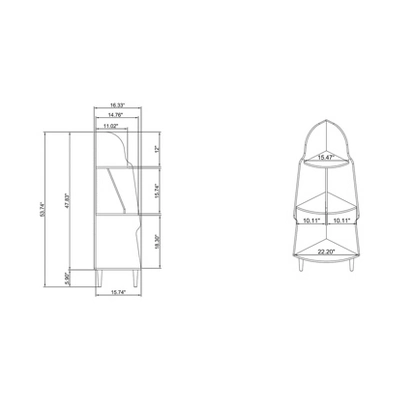 53.74" Morefel 3 Shelf Corner Bookshelf Espresso Brown - MiBasics - Image 5
