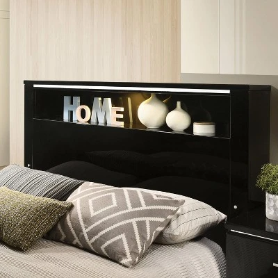 2pc Shorehaven Contemporary Nightstand And Bed Set Black/Chrome - MiBasics - Image 3