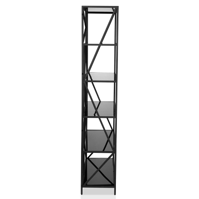 71.5" Ginrel Metal Display 5 Shelves Bookshelf Black - MiBasics - Image 2