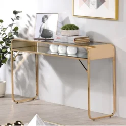 Milrix Sofa Table With Glass Top - MiBasics