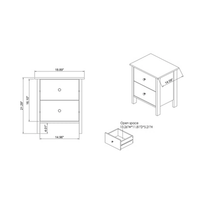 Cecilia 2 Drawer Nightstand Walnut - MiBasics - Image 6