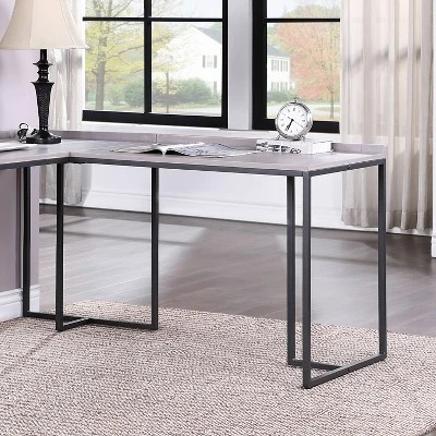 Marga L-Shape Desk With USB Port And Power Plug-In Gray - MiBasics - Image 2