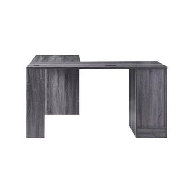 Ghally Locking Drawer L-Shape Desk With USB Ports Dark Gray - MiBasics - Image 5