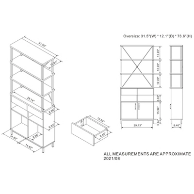 73.6" Skamania Rustic Bookcase Vintage Gray Oak - MiBasics - Image 8