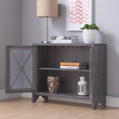 Yanga 1 Shelf Accent Cabinet Distressed Gray - MiBasics - Image 4