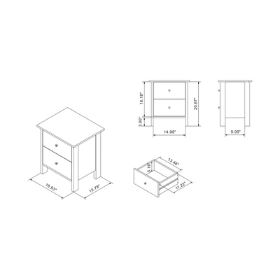 Shelman 2 Drawer Nightstand Vintage Gray - MiBasics - Image 3
