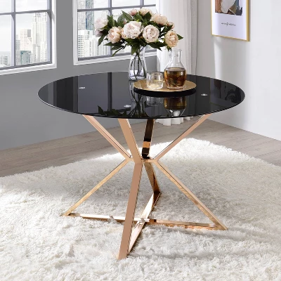 Kenlina Round Dining Table With Glass Top - MiBasics