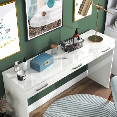 Grayde 3 Drawer Vanity Table Luminous White - MiBasics - Image 3