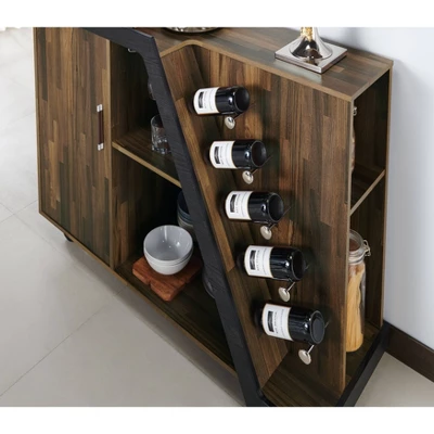 Blackjack 5 Bottle Mobile Wine Cabinet Light Hickory - MiBasics - Image 4